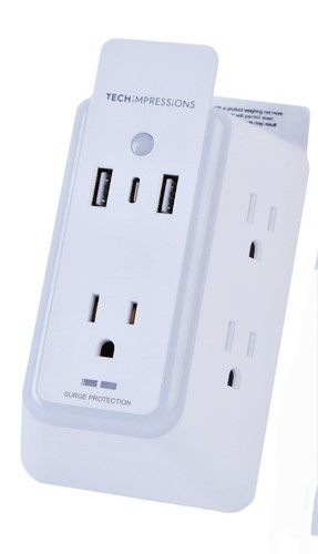 Tech Impressions 5 AC /3 USB Tap Surge Protectors w/NightLite, New, Ships Free - Image 2