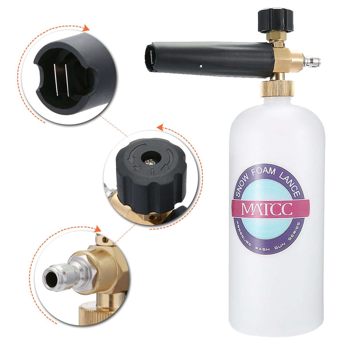 ✅New MATCC Adjustable Foam Cannon 33 fl oz 1 Liter Bottle Snow Foam Lance - Image 2