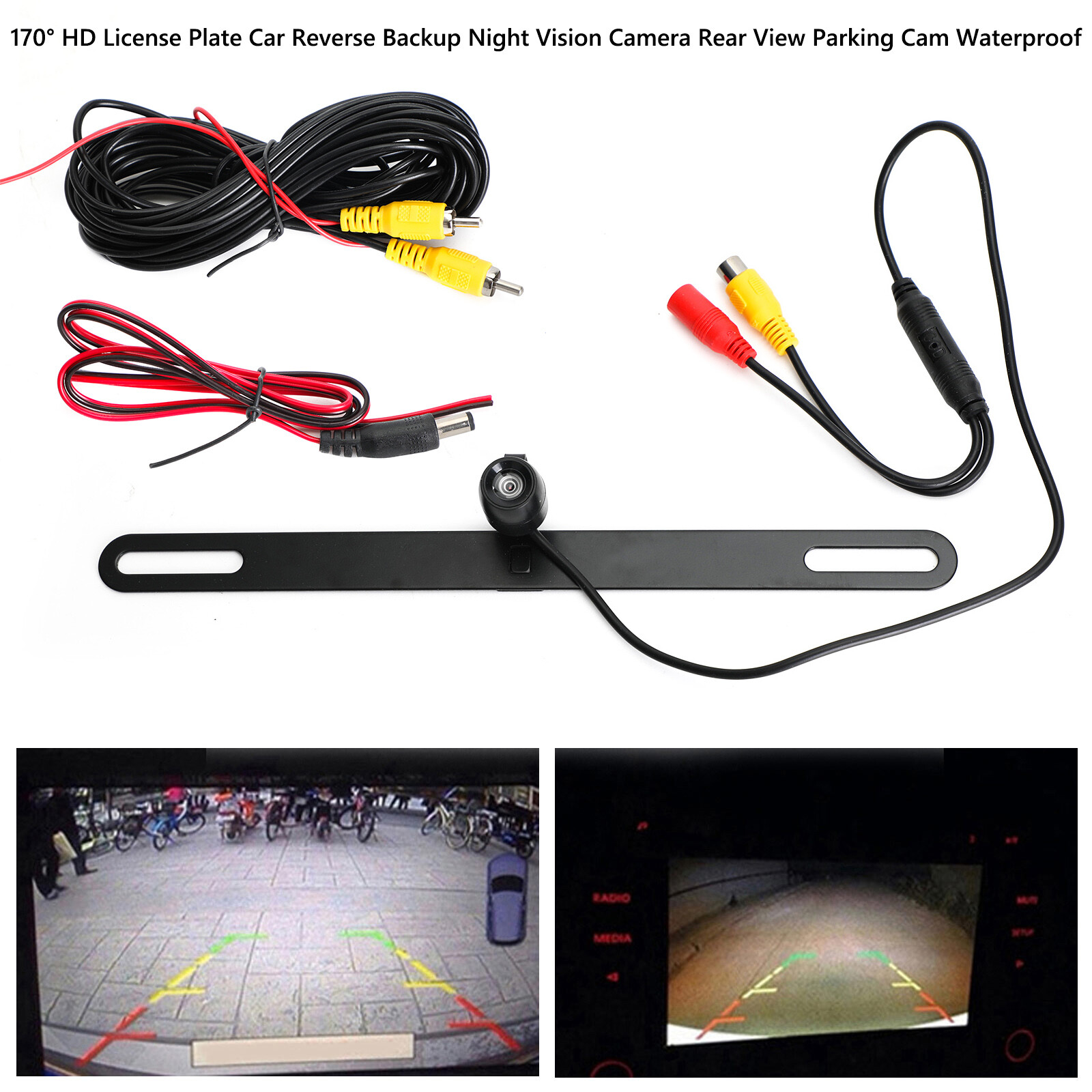 120º License Plate Car Reverse Camera Rear View Backup Cam Night View Waterproof - Image 4