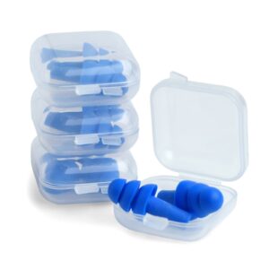 4 Pairs + 4 Boxes Silicone Ear Plugs NRR 25dB Hearing Protection Waterproof