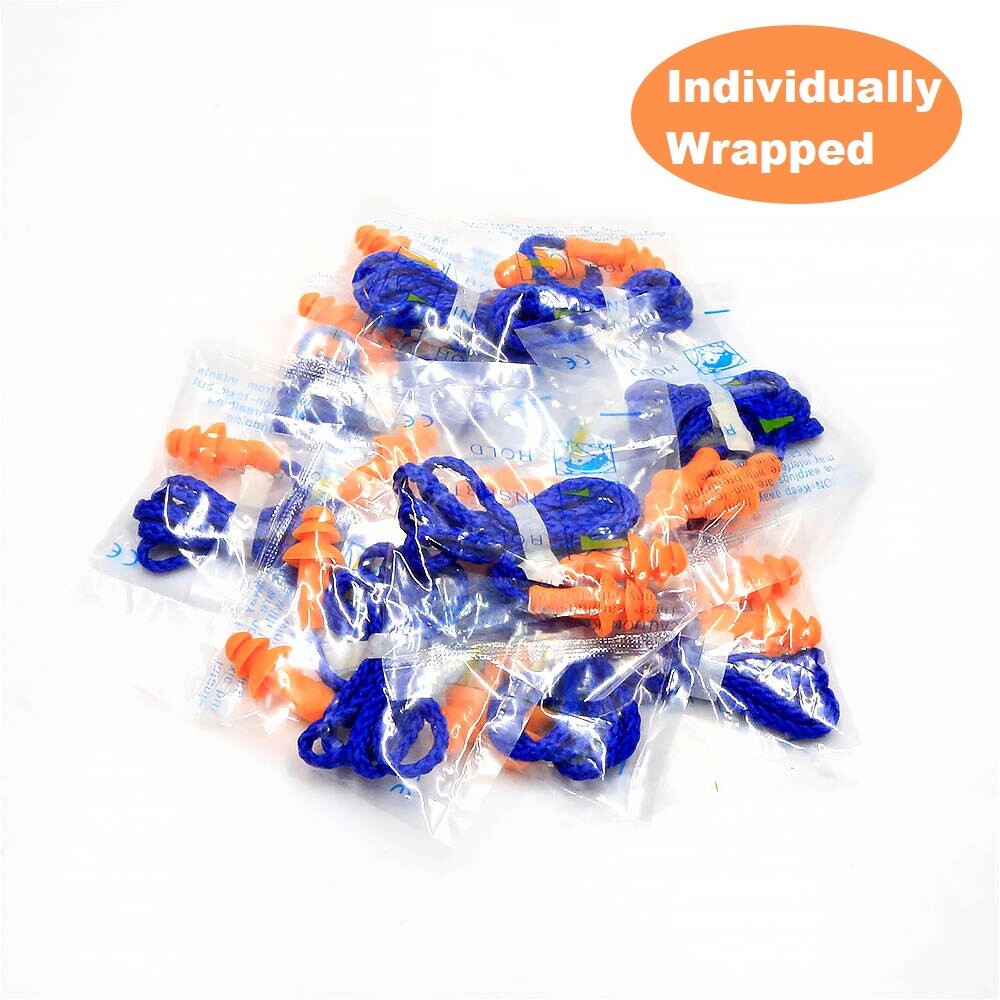 10 Pair Silicone Corded Ear Plugs Reusable Shooting Hearing Protection with Cord - Image 2