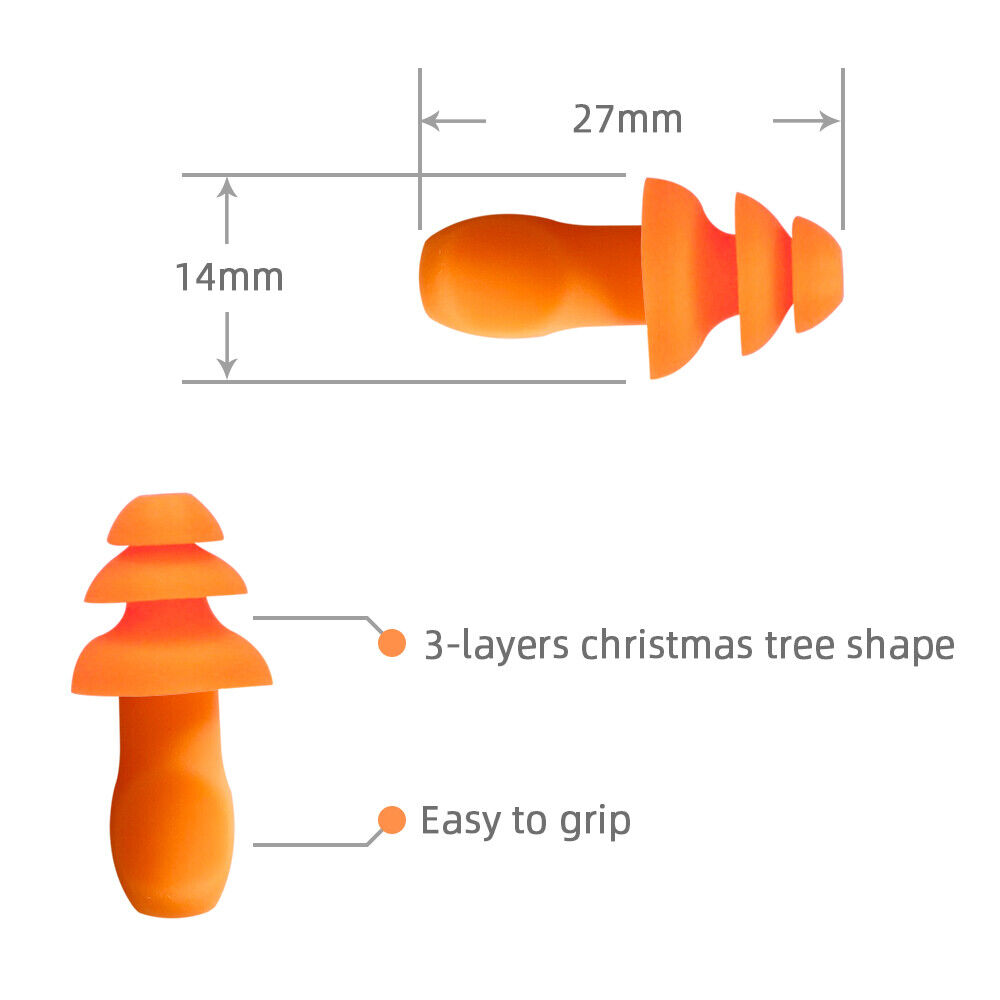 10 Pair Silicone Corded Ear Plugs Reusable Shooting Hearing Protection with Cord - Image 3