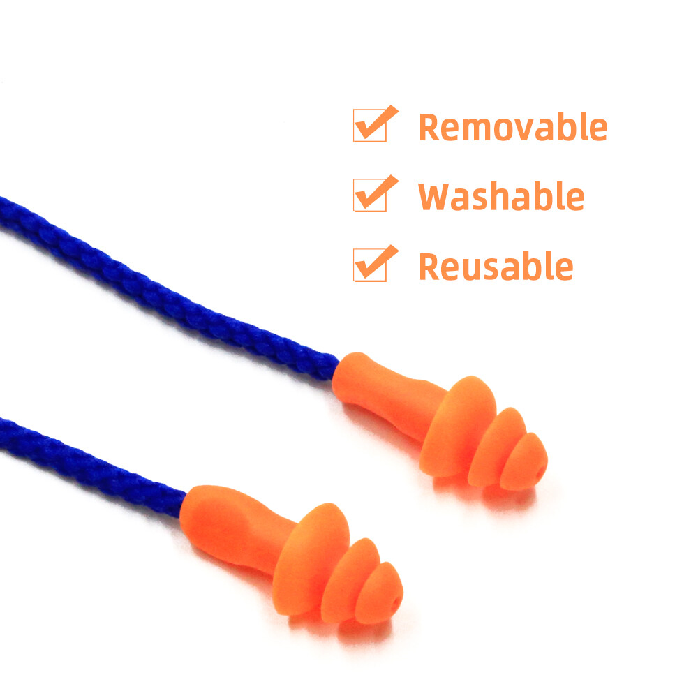 10 Pair Silicone Corded Ear Plugs Reusable Shooting Hearing Protection with Cord - Image 5