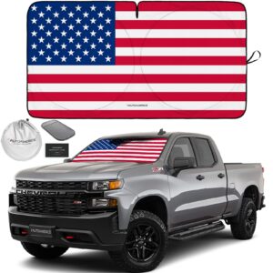 USA Flag Windshield Sunshade 64x33.5 Large Automotive Heat Protection Shade