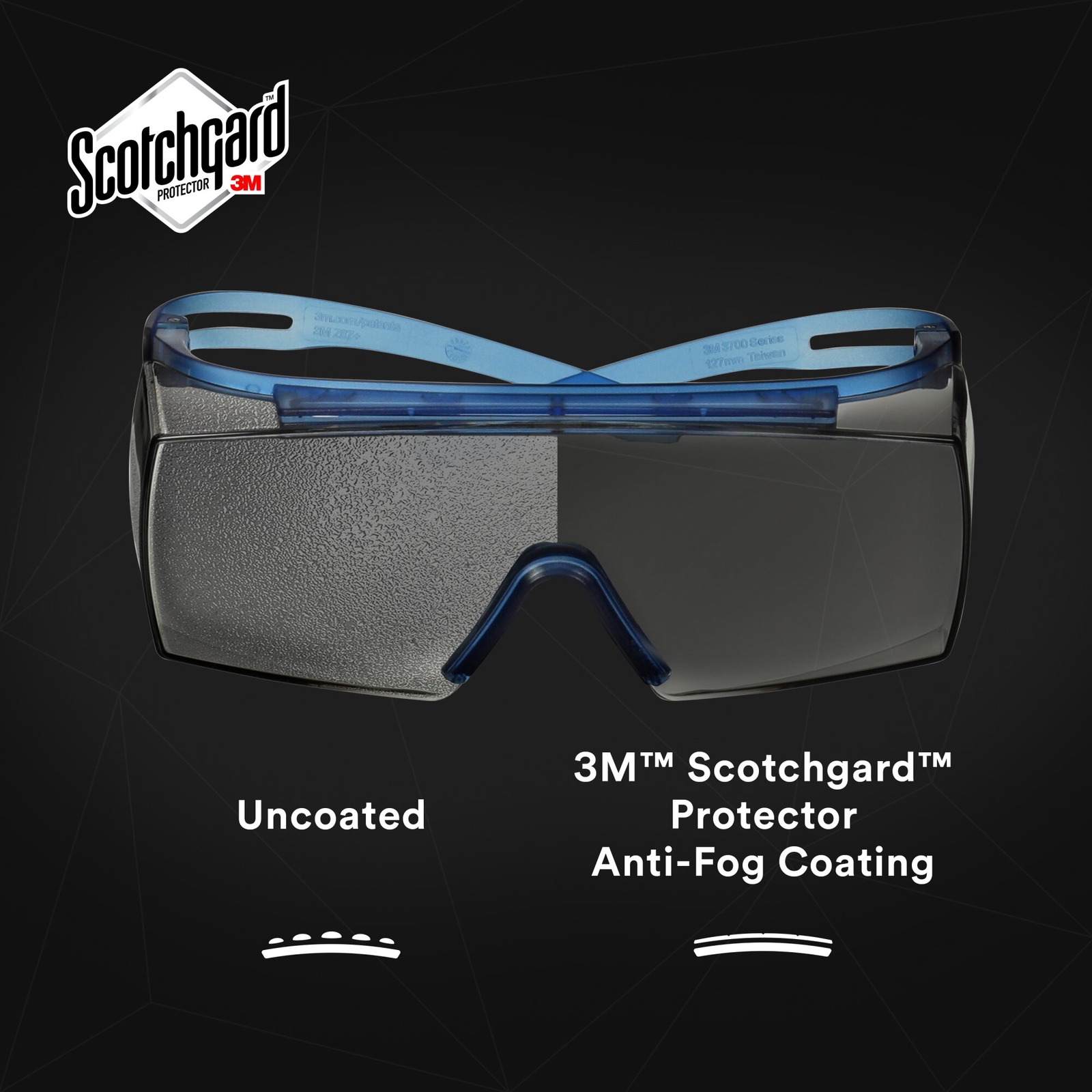 3M SecureFit 3700 Series, SF3707SGAF-BLU, Blue Temple - Image 4