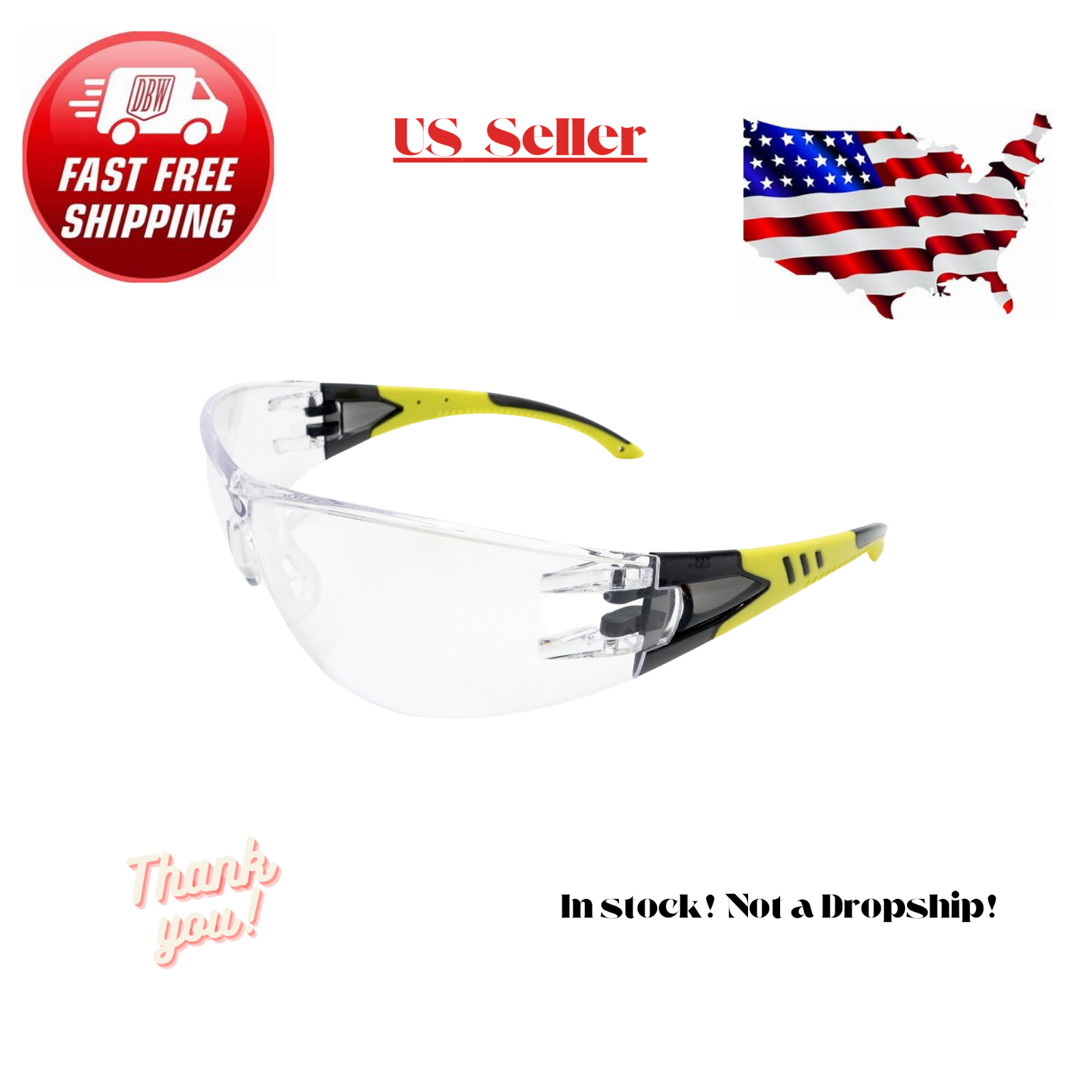 Brimfield's Clear Lens Safety Glasses Anti Fog Anti Scratch Z87.1 Eye Protection