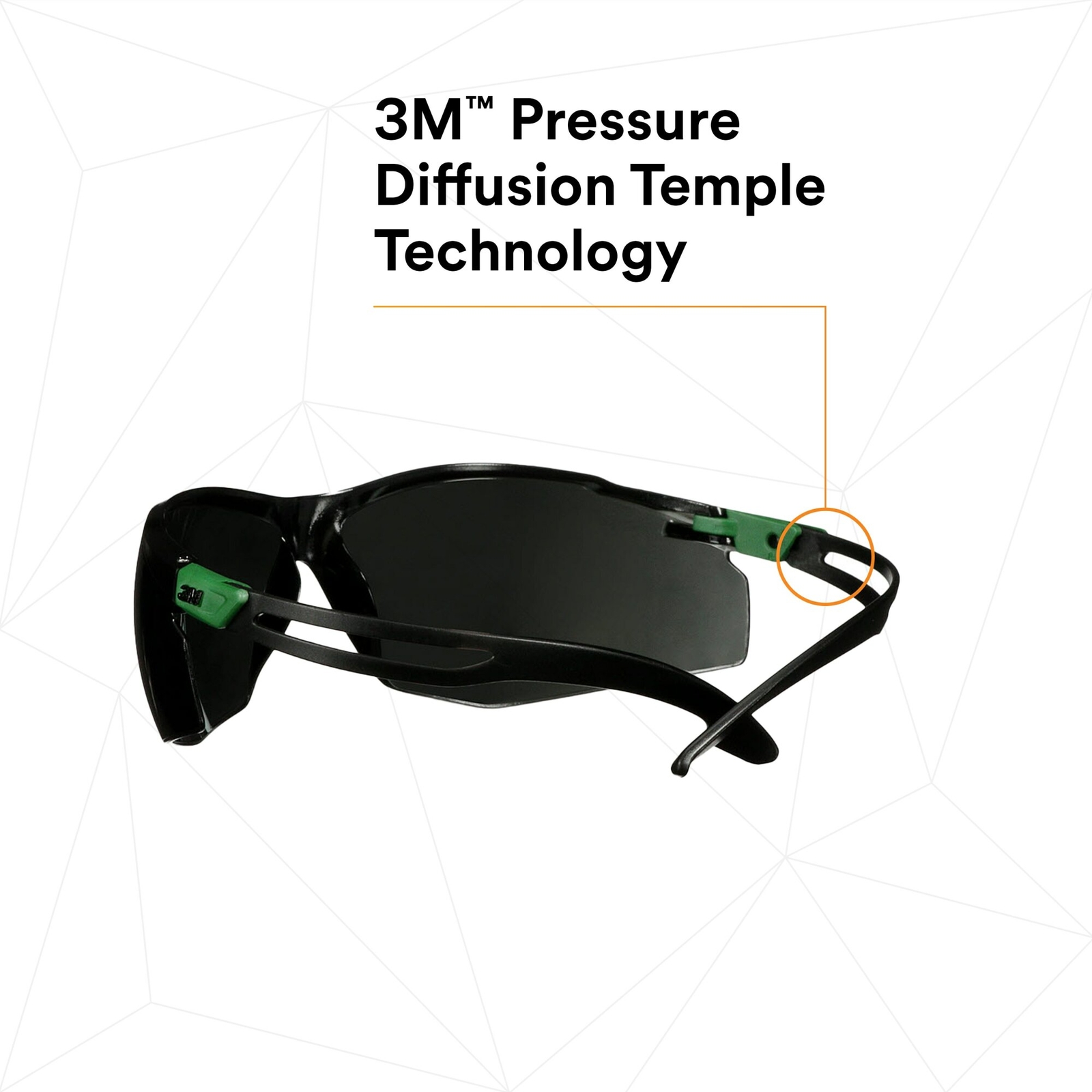 3M SecureFit 500 Series SF550AF-GRN, Black/Green, IR 5.0 Gray AF-AS Lens - Image 4