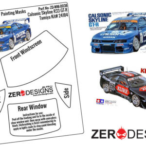 Zero Paints 1/24 Skyline R33 GT-R Window Painting Masks for Tamiya kit #24184