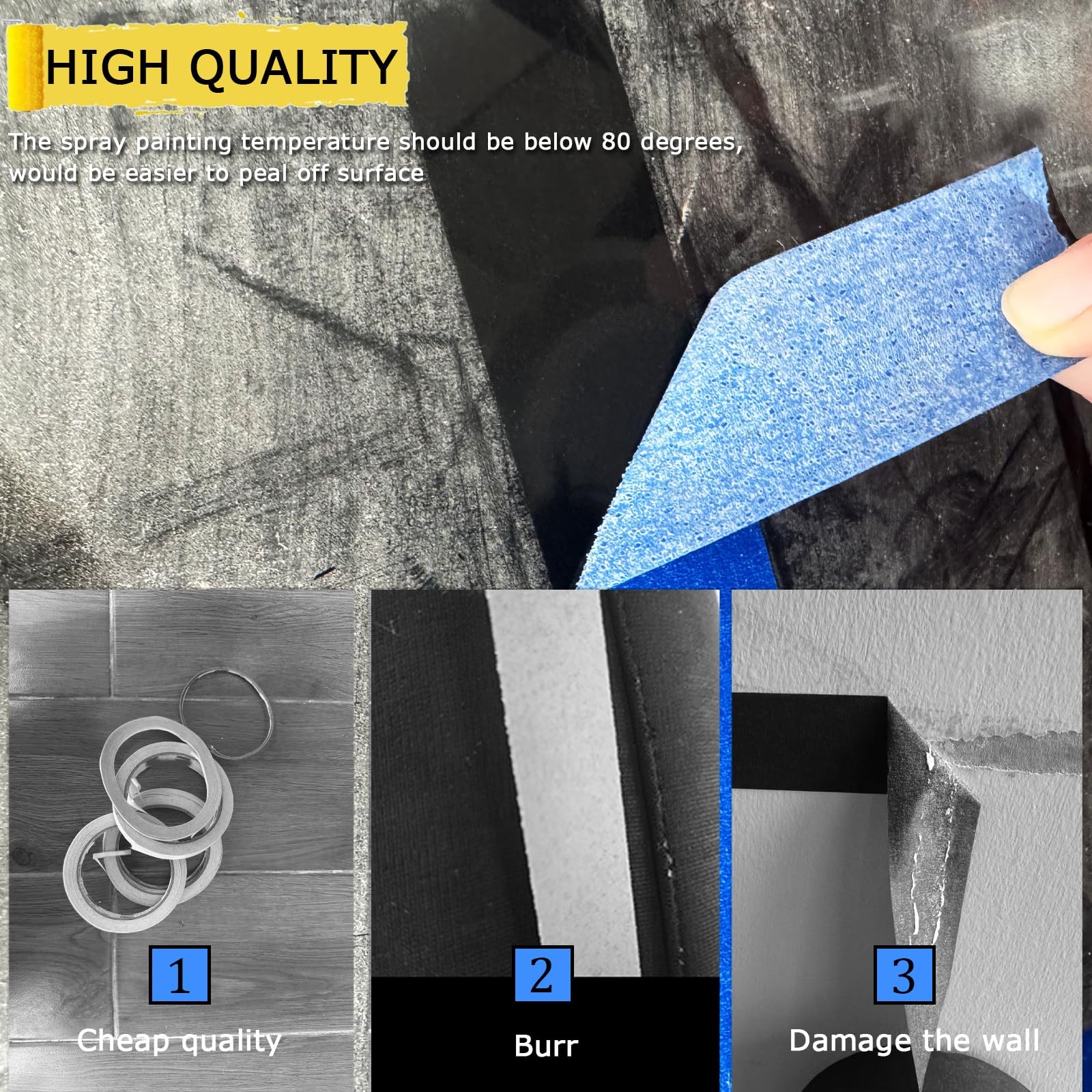 Automotive Masking Tape Blue Refinish Masking Tape Auto Body Paint Tape 4 Rolls - Image 3