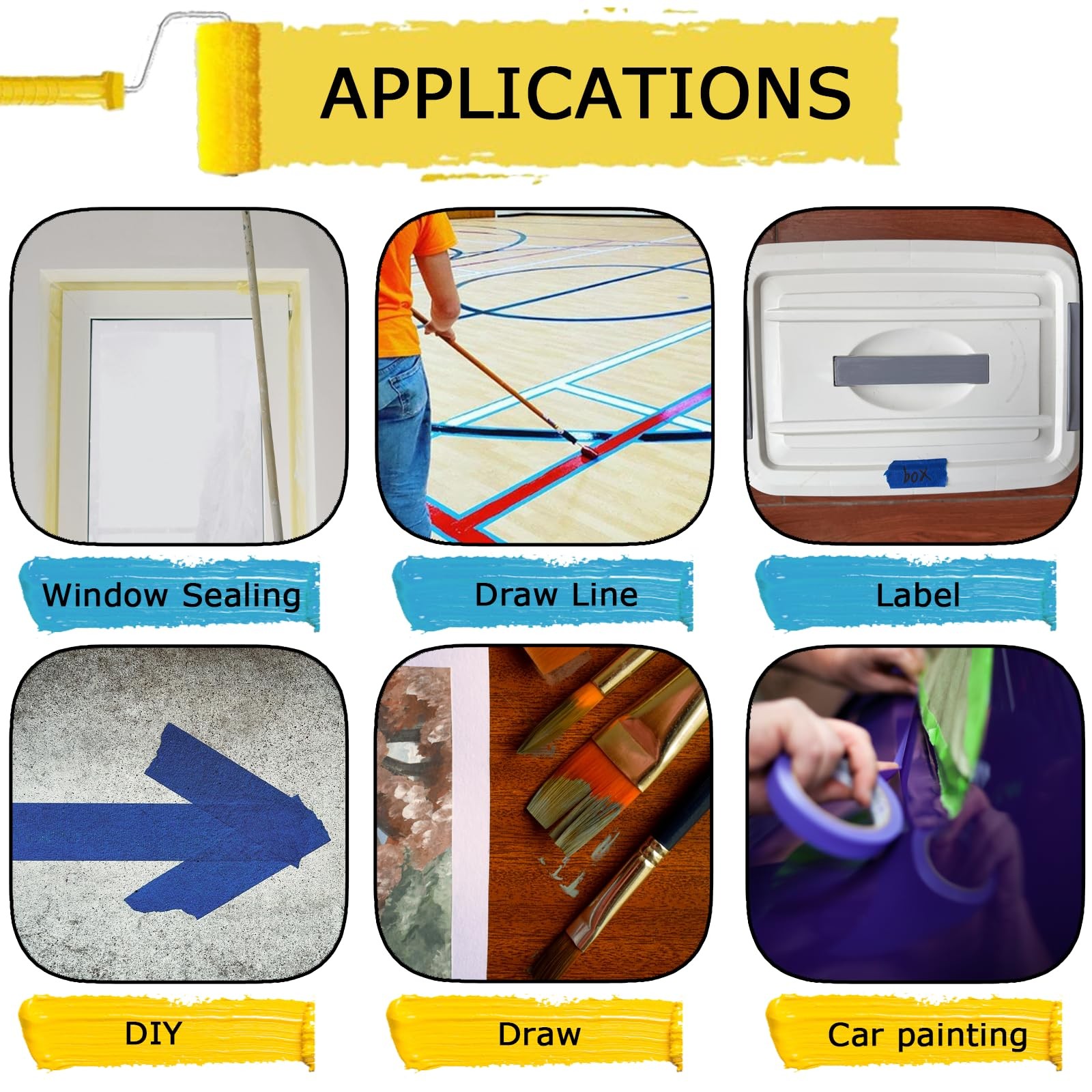 Automotive Masking Tape Blue Refinish Masking Tape Auto Body Paint Tape 4 Rolls - Image 5