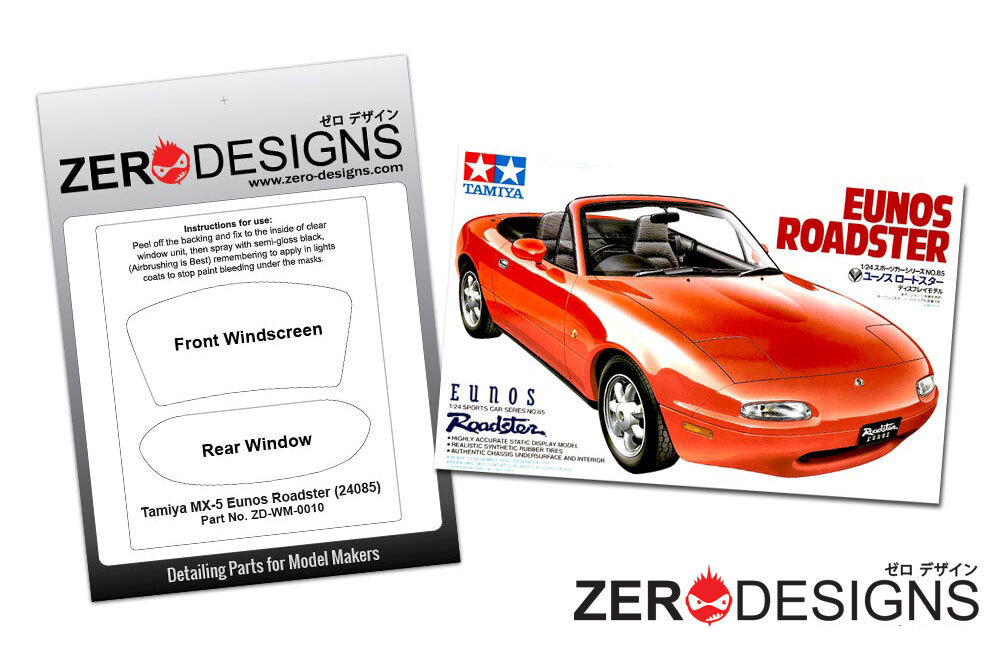 Zero Paints 1/24 MX-5 Window Pre-Cut Painting Masks for Tamiya kits