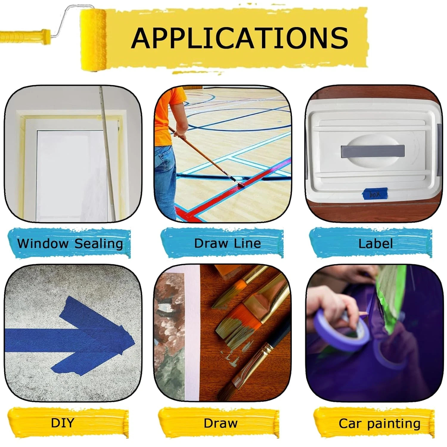 Automotive Masking Tape Blue Refinish Masking Tape Auto Body Paint Tape 4 Rolls - Image 4