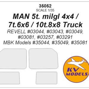 1/35 MAN 5t. 4x4 / 7t 6x6 / 10t. milgl 8x8 Truck Window Masks for Revell