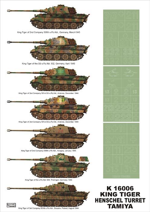 Montex K16006 1/16 King Tiger Paint Mask for Tamiya kit
