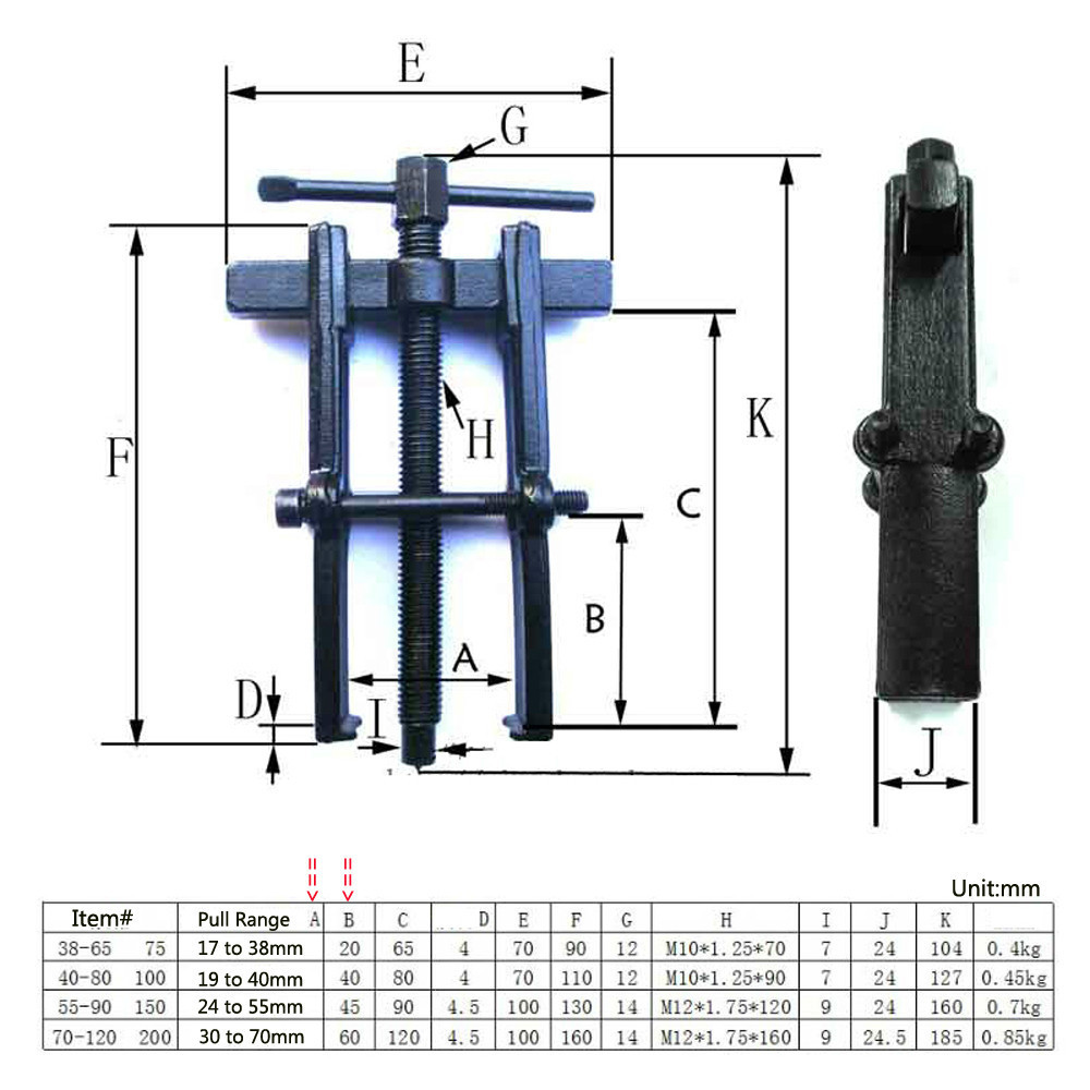 Two Jaw Twin Legs Bearing Gear Removal Kit Puller Remover Automotive Hand Tool - Image 4