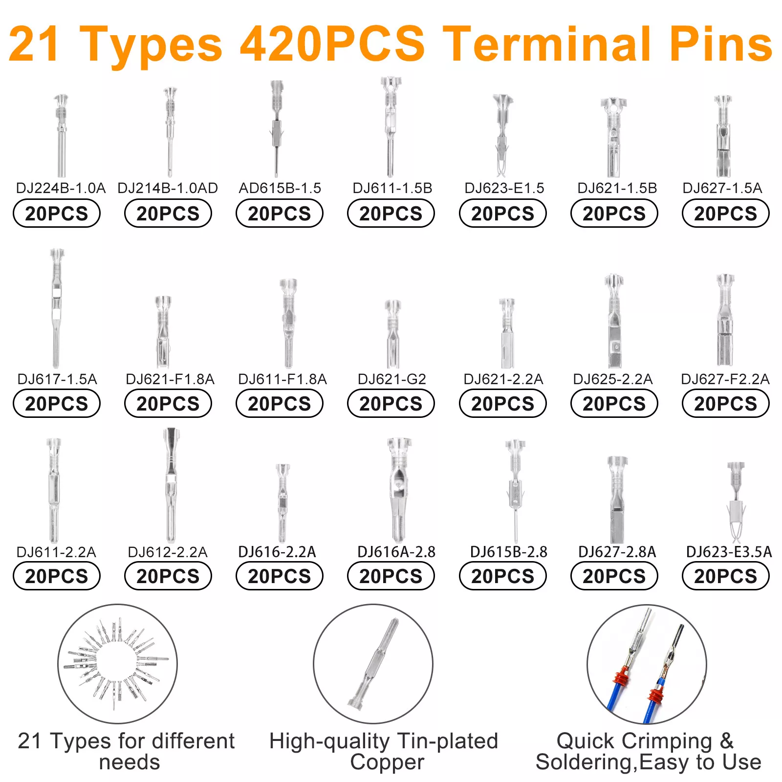 Kit de 739 piezas de pasadores de conector eléctrico automotriz herramienta de extracción de terminales sellos de cable- - Image 3