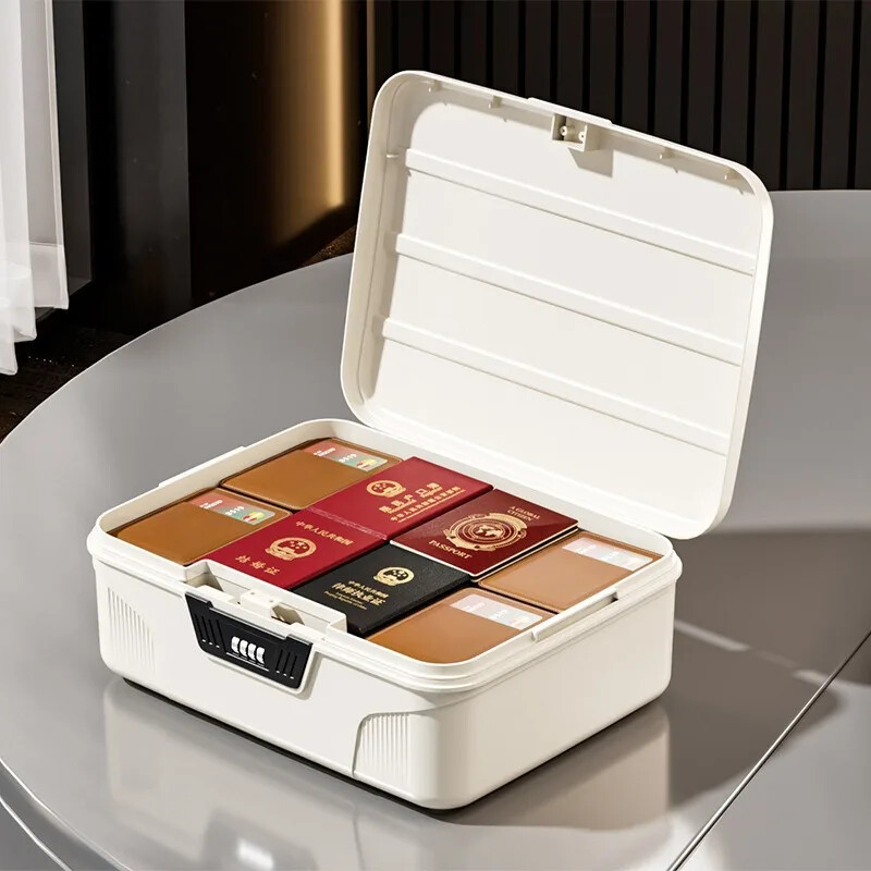 Four Digit Password Lock Safe Box Passport Organizer Case Security Storage Box - Image 4