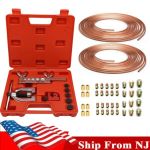 25 ft Automotive 3/16 1/4 Copper Coated Brake Line Kit + Flaring Tool Kit