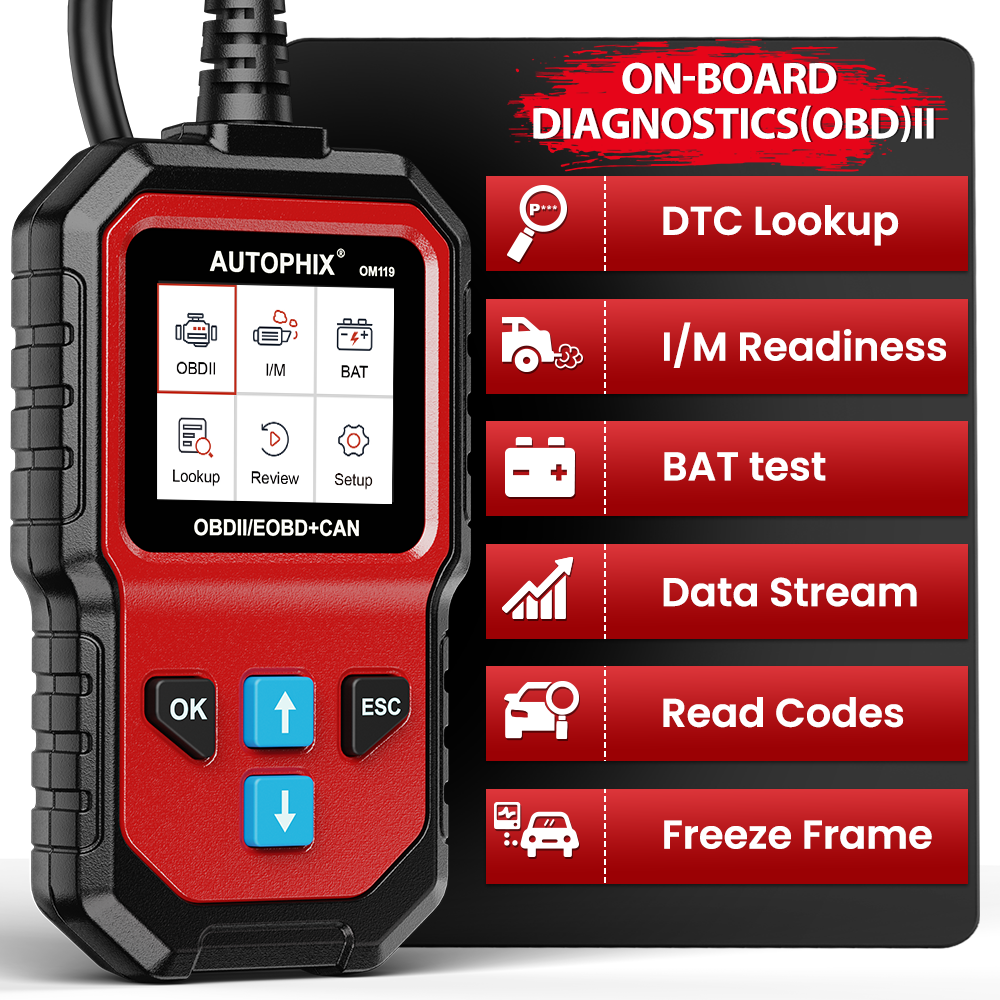 AUTOPHIX OM119 OBD2 Scanner Car Diagnostic Scan Tool Engine Battery Code Reader