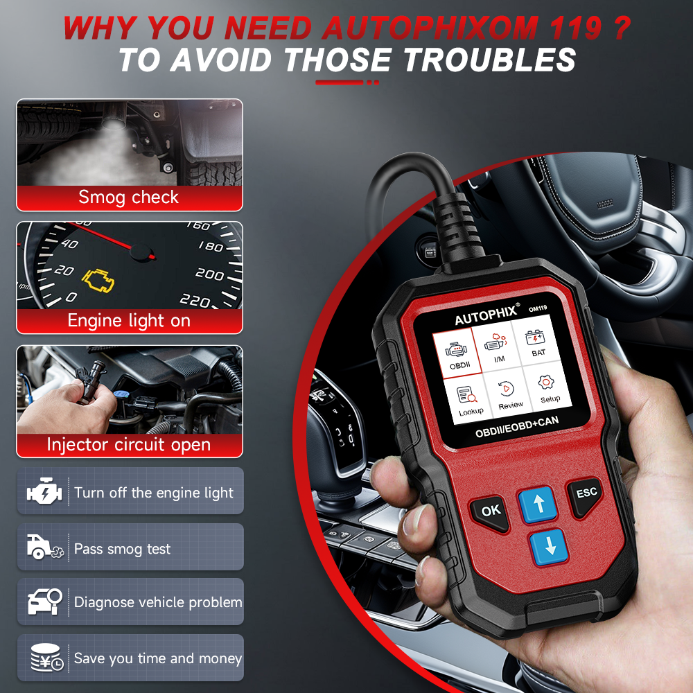 AUTOPHIX OM119 OBD2 Scanner Car Diagnostic Scan Tool Engine Battery Code Reader - Image 2