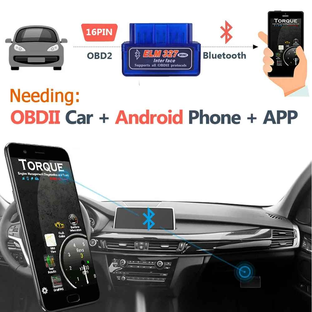 OBD2 code reader scan diagnostic tool bluetooth car scanner for android ELM327 - Image 2