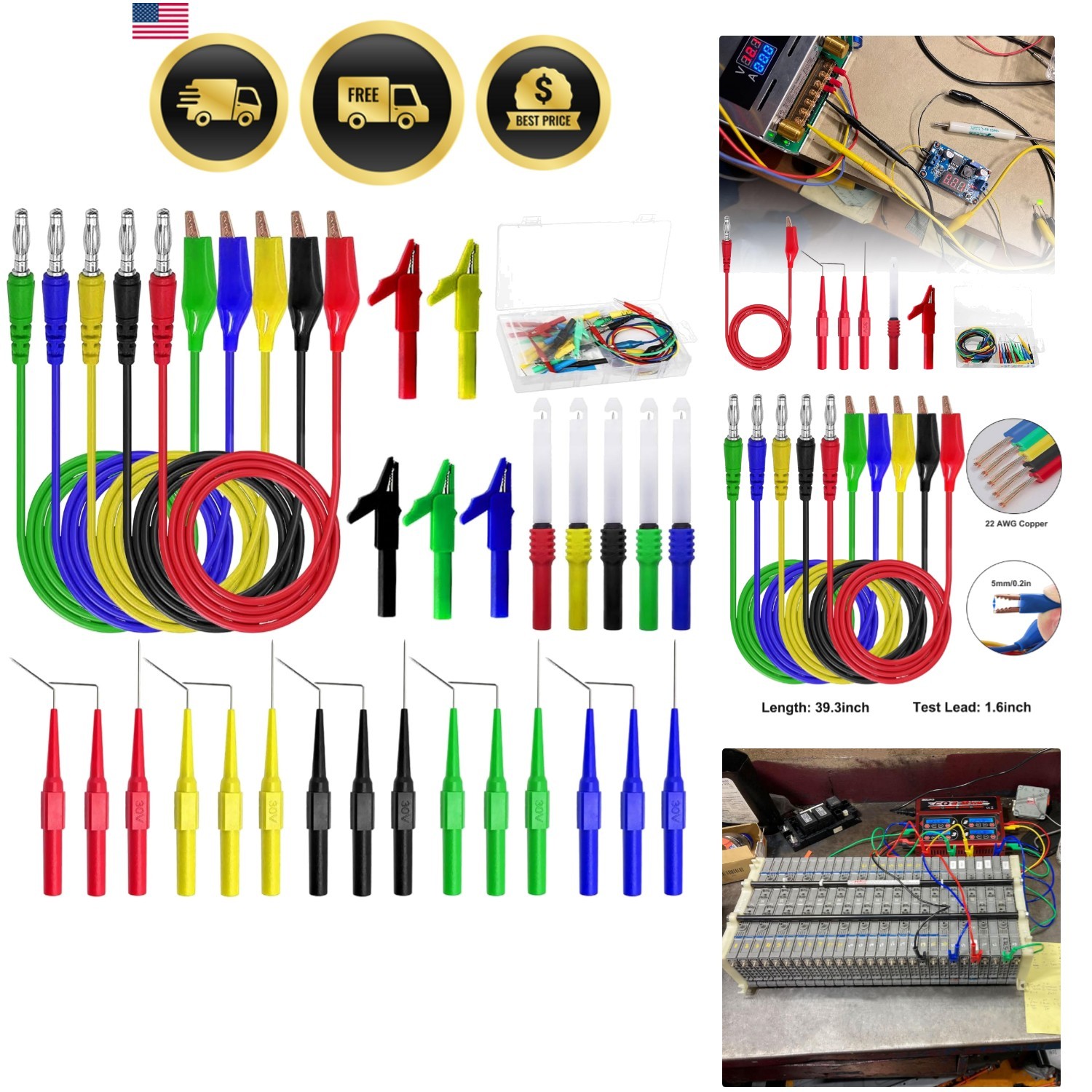 Juego de cables de sonda trasera prueba de circuito de diagnóstico eléctrico automotriz-