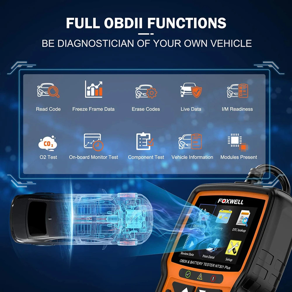 NT301 Plus Car Engine OBD2 Scanner Diagnostic Code Reader Car Battery Tester - Image 3