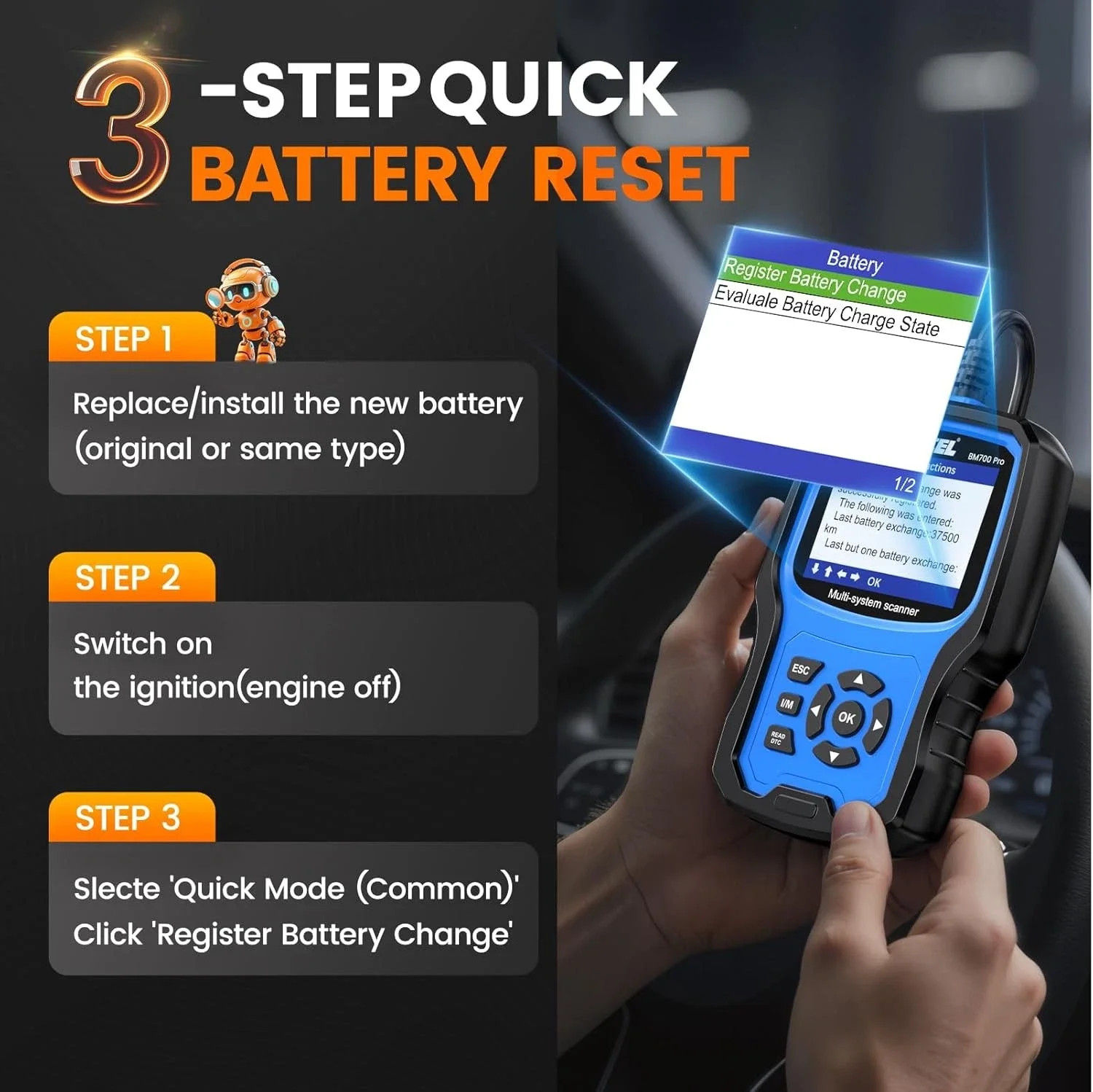 BM700 Pro OBD2 Scanner TPMS Battery Oil Reset OBD2 Automotive Scanner Tools - Image 4