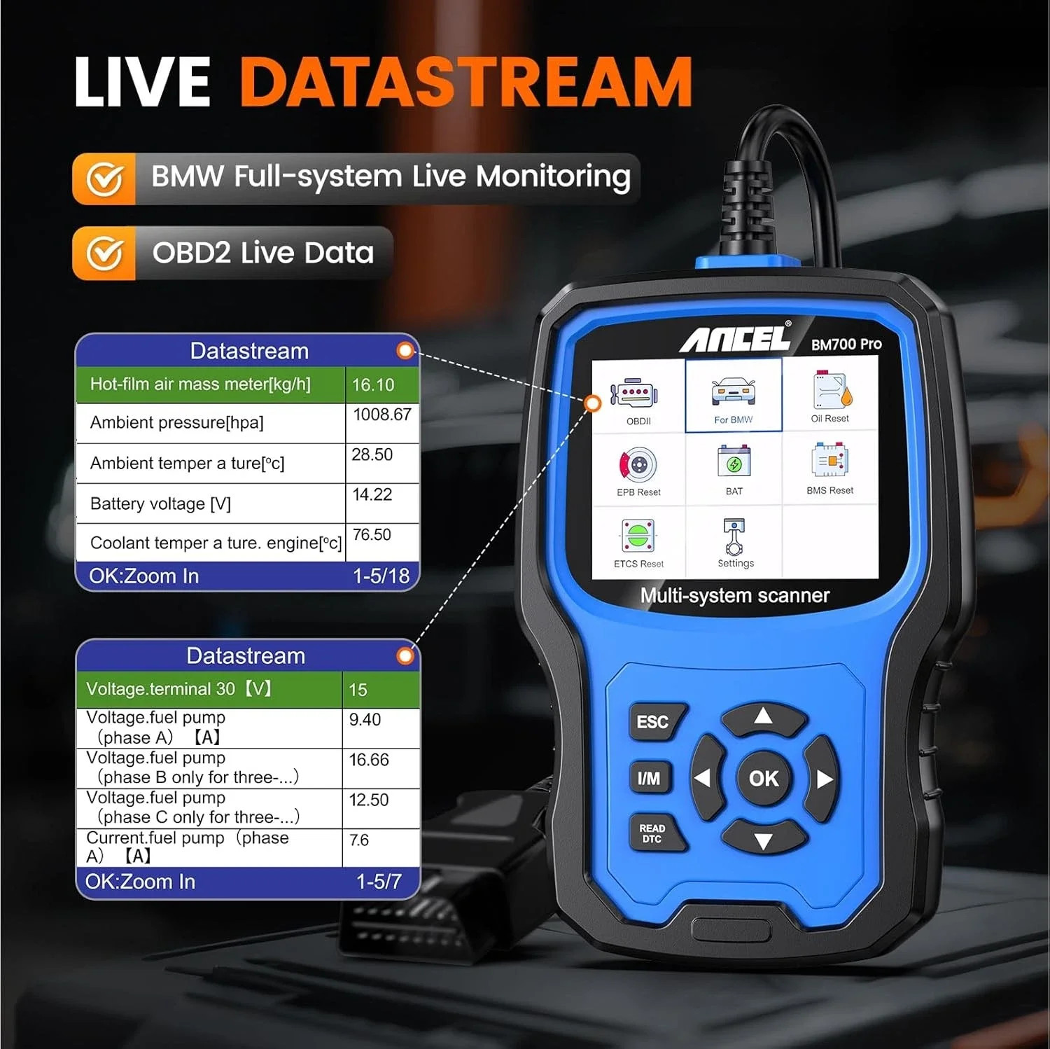BM700 Pro OBD2 Scanner TPMS Battery Oil Reset OBD2 Automotive Scanner Tools - Image 5