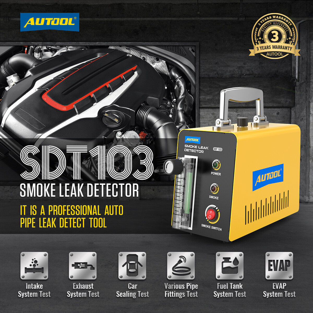 Automotive EVAP Smoke Car Machine Diagnostic Tool Vacuum Leak Detection Tester - Image 2