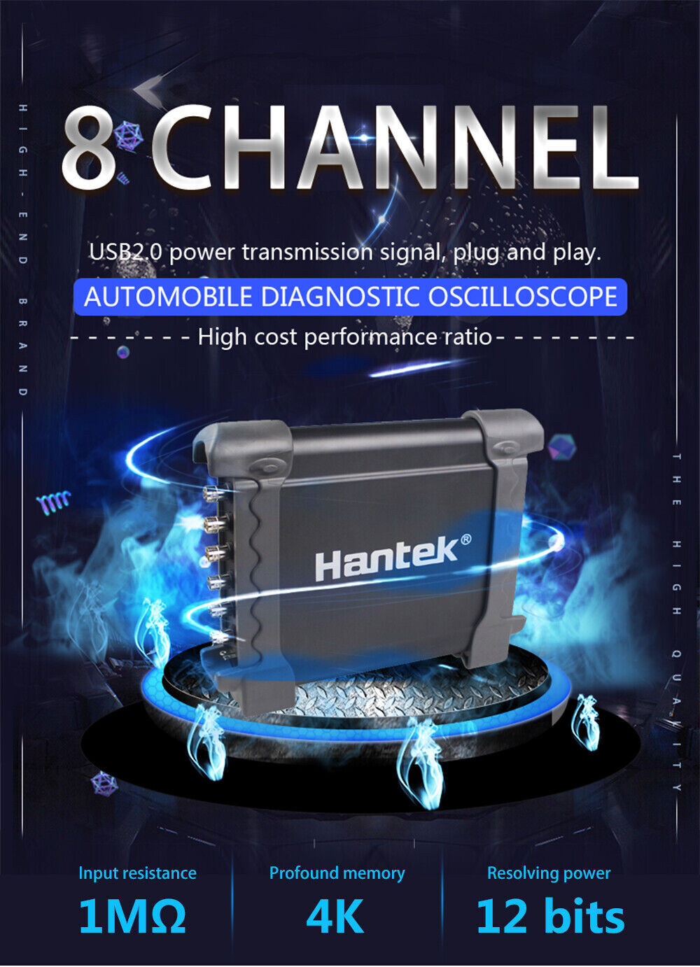 Hantek 1008C Automotive Diagnostic PC USB 2.0 Oscilloscope Program Generator 8CH - Image 5