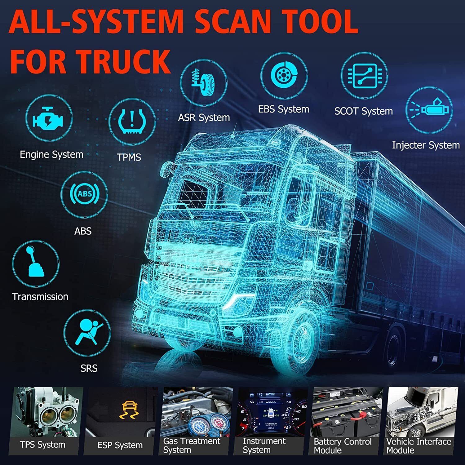 Diesel Heavy Duty Truck OBD All System Diagnostic Scanner Scan Tool for Cummins - Image 3