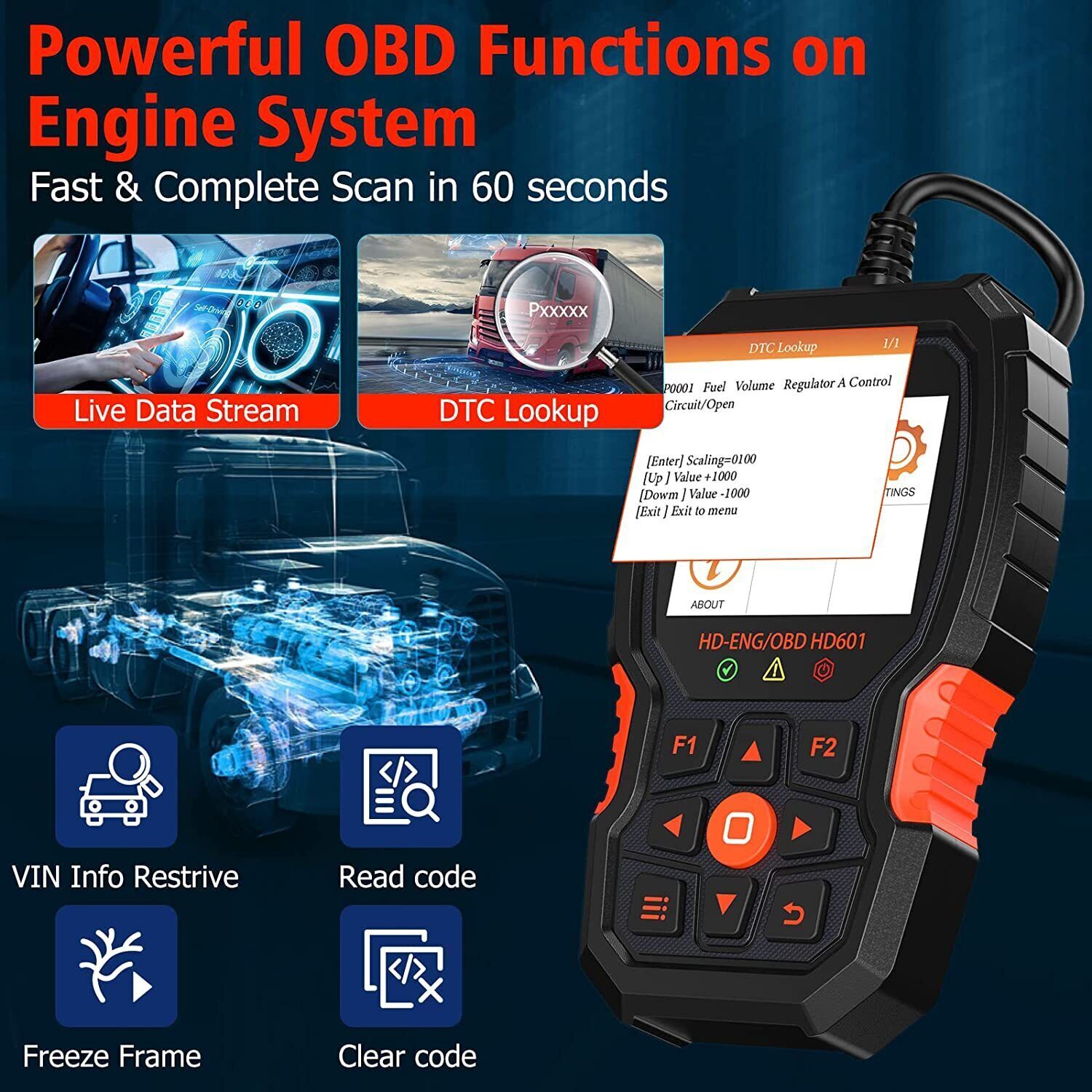 Diesel Heavy Duty Truck OBD All System Diagnostic Scanner Scan Tool for Cummins - Image 4