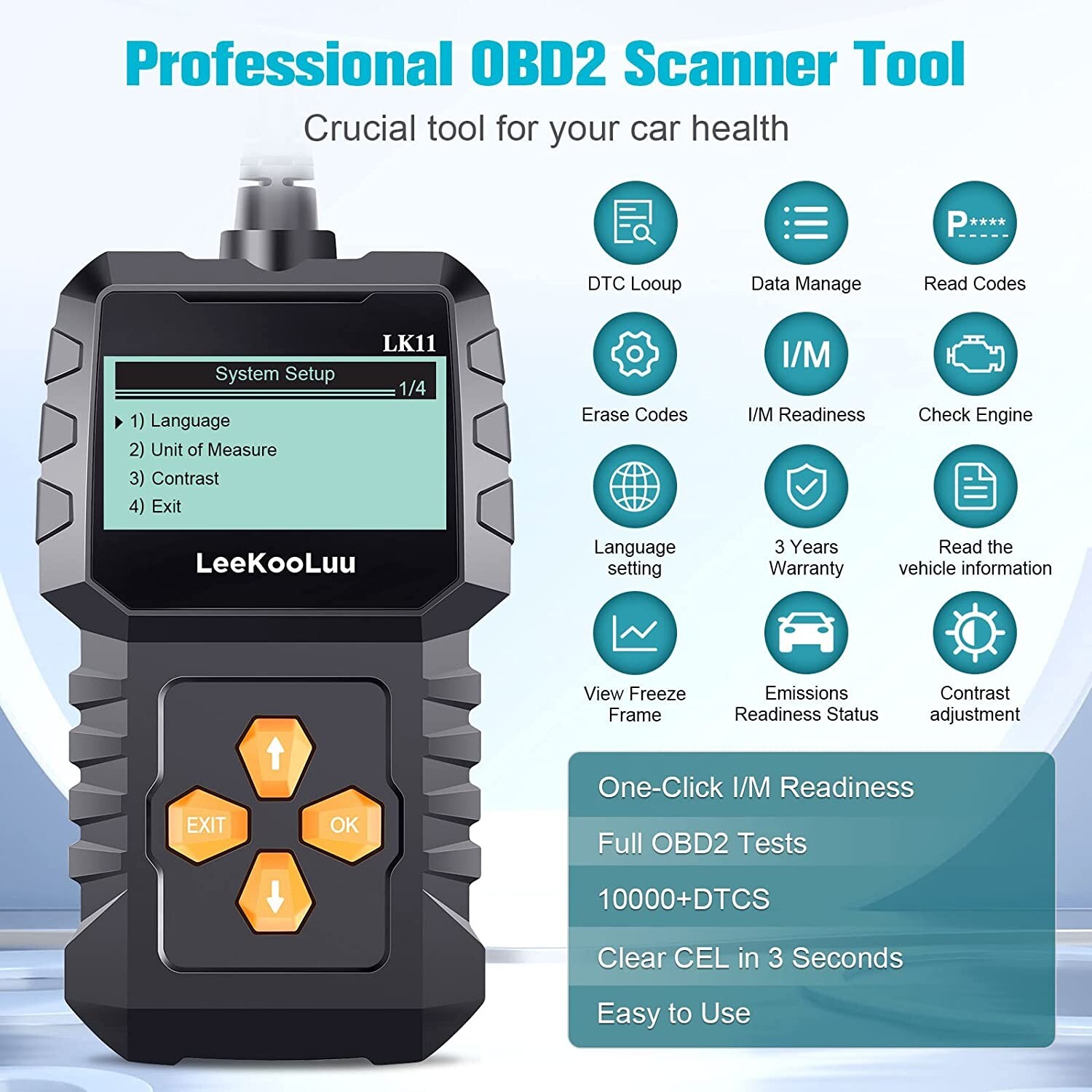 New OBD2 Scanner Car Scan Diagnostic Tool Reset Clear Check Engine Code Reader - Image 2