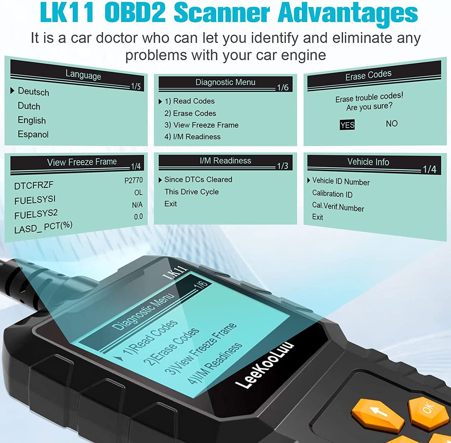 New OBD2 Scanner Car Scan Diagnostic Tool Reset Clear Check Engine Code Reader - Image 5