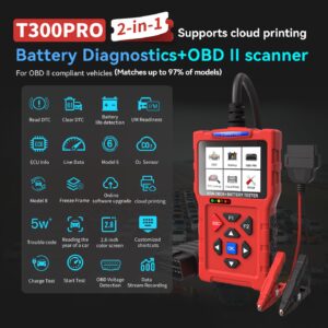 2-in-1 OBD2 Scanner & Battery Tester Universal Car Check Engine Diagnostic Tool