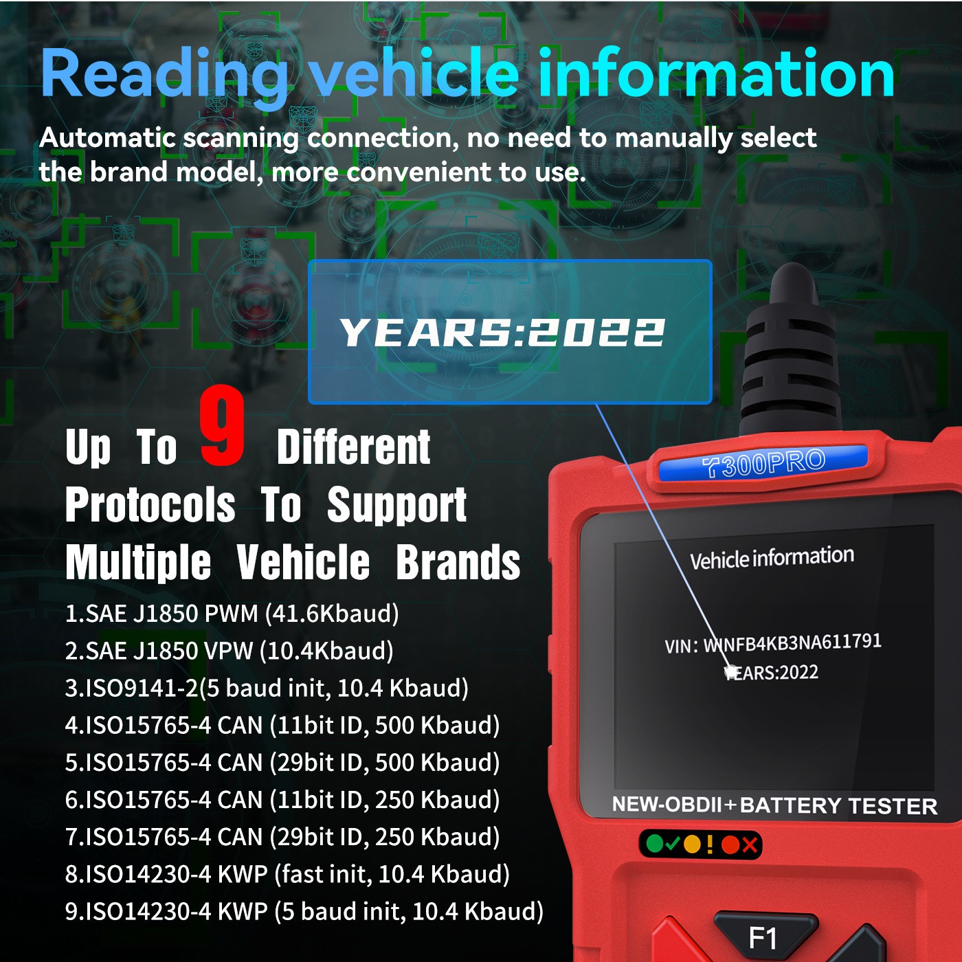 2-in-1 OBD2 Scanner & Battery Tester Universal Car Check Engine Diagnostic Tool - Image 2