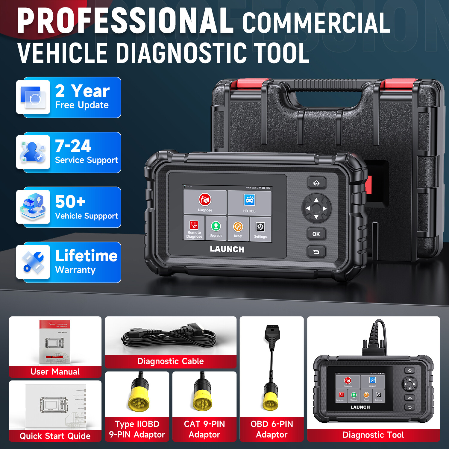 LAUNCH CRP129 HD Heavy Duty Truck Scanner Speed Limit Adjust DPF Diagnostic Tool - Image 2