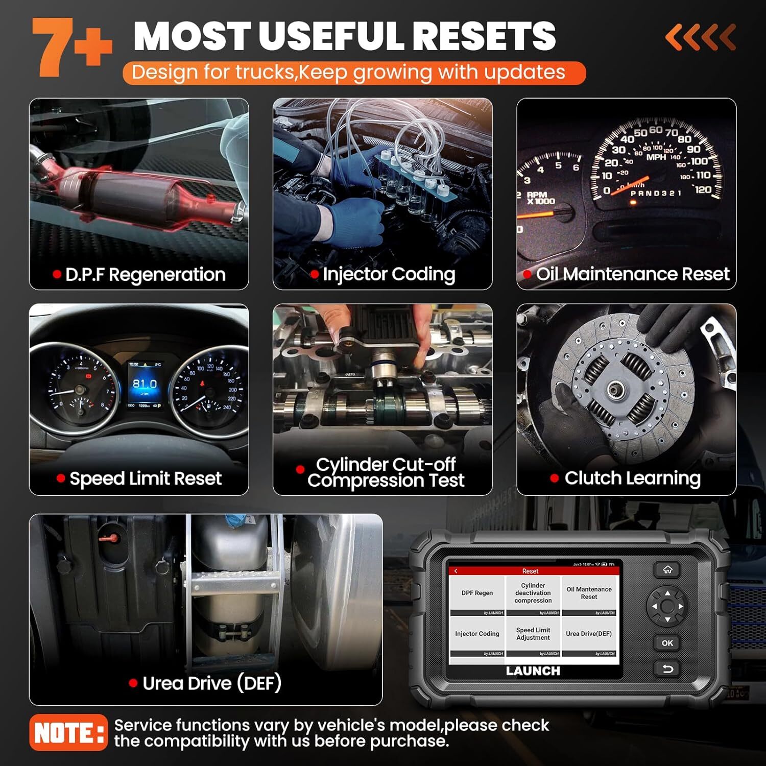 LAUNCH CRP129 HD Heavy Duty Truck Scanner Speed Limit Adjust DPF Diagnostic Tool - Image 5