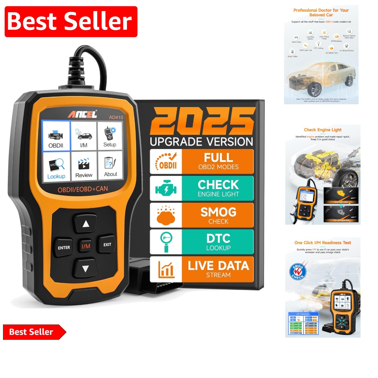 AD410 Enhanced Scanner, Vehicle Code Reader for Check Engine Light, Automotiv...