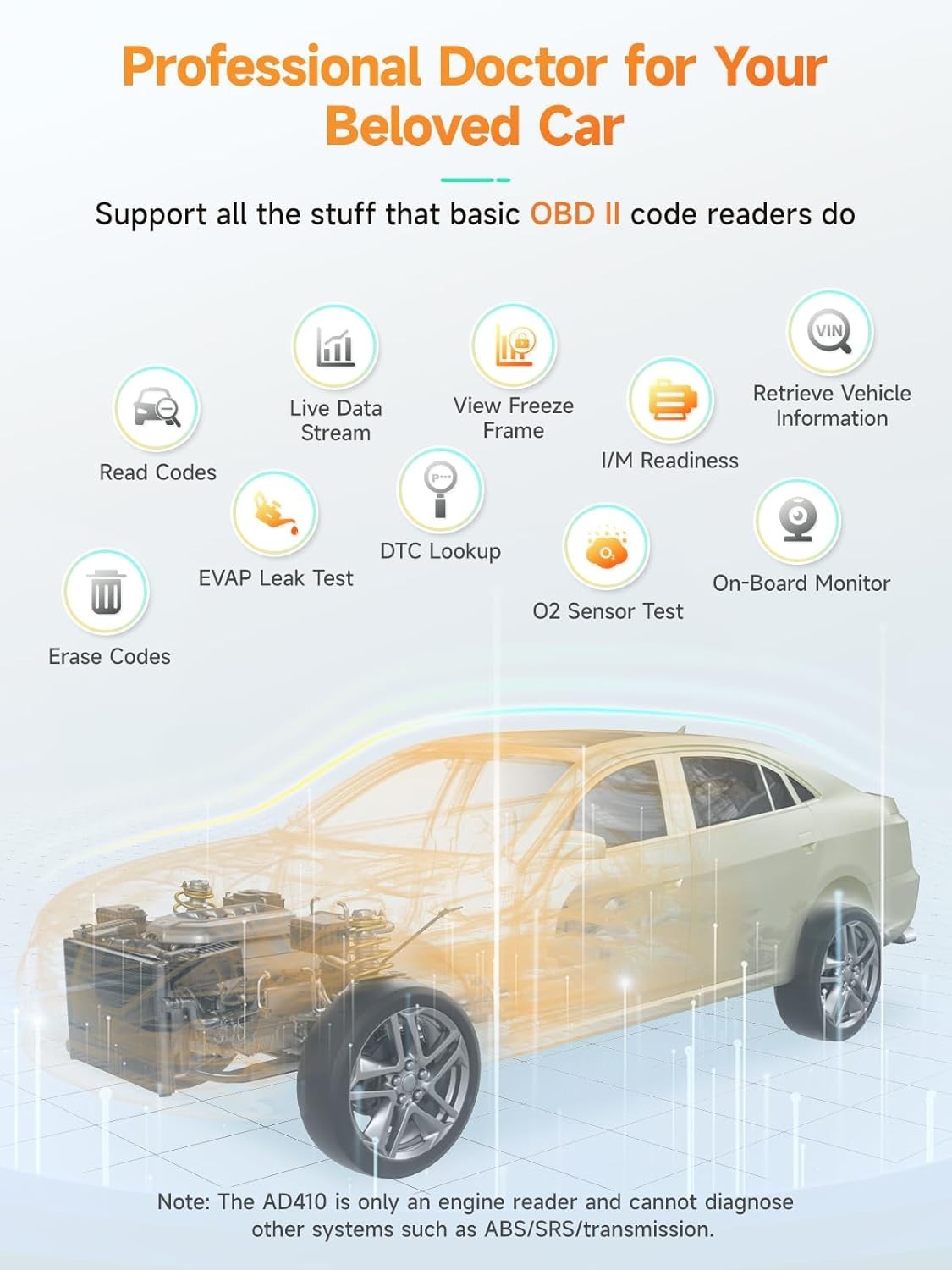 AD410 Enhanced Scanner, Vehicle Code Reader for Check Engine Light, Automotiv... - Image 3