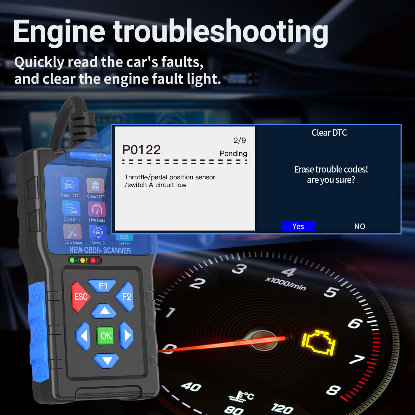 Car OBD2 Scanner Check Engine Light Universal Code Reader Fault Diagnostic Tool - Image 5