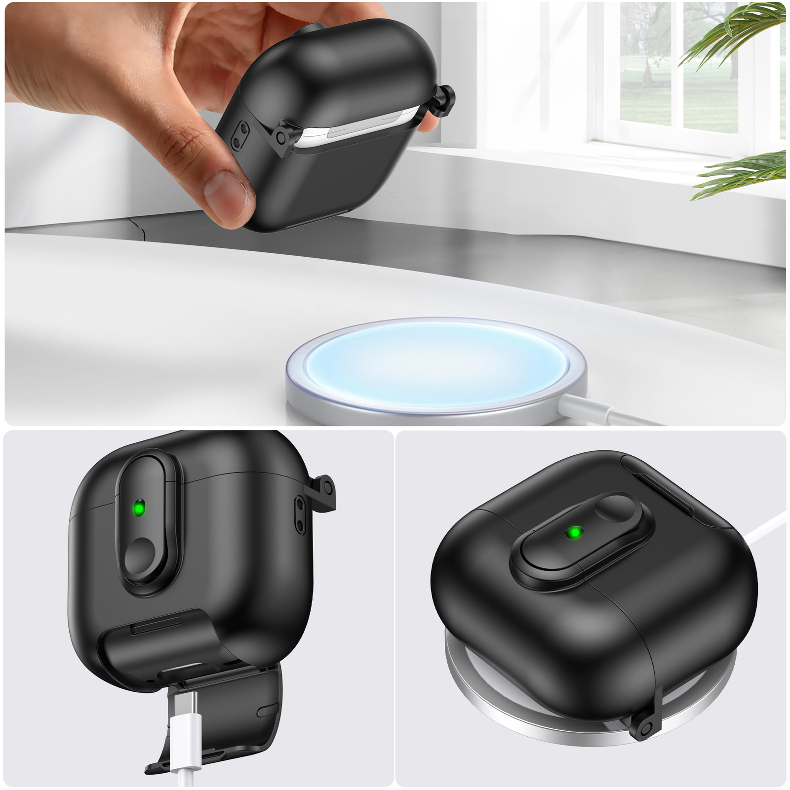 Auto Open Secure Lock Cover Case for AirPods Pro3 2/AirPods 4 3 2 with Lanyard - Image 4