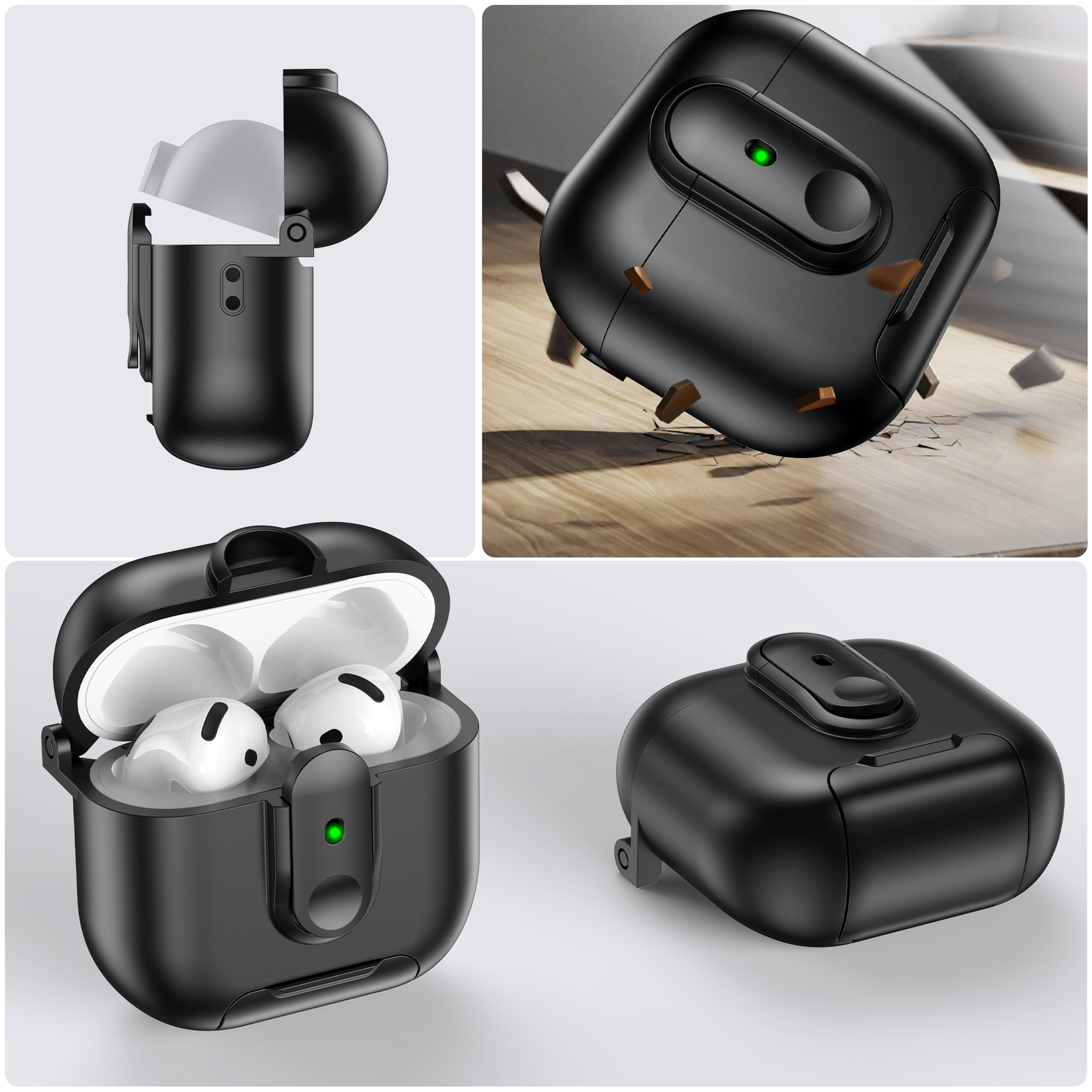 Auto Open Secure Lock Cover Case for AirPods Pro3 2/AirPods 4 3 2 with Lanyard - Image 5