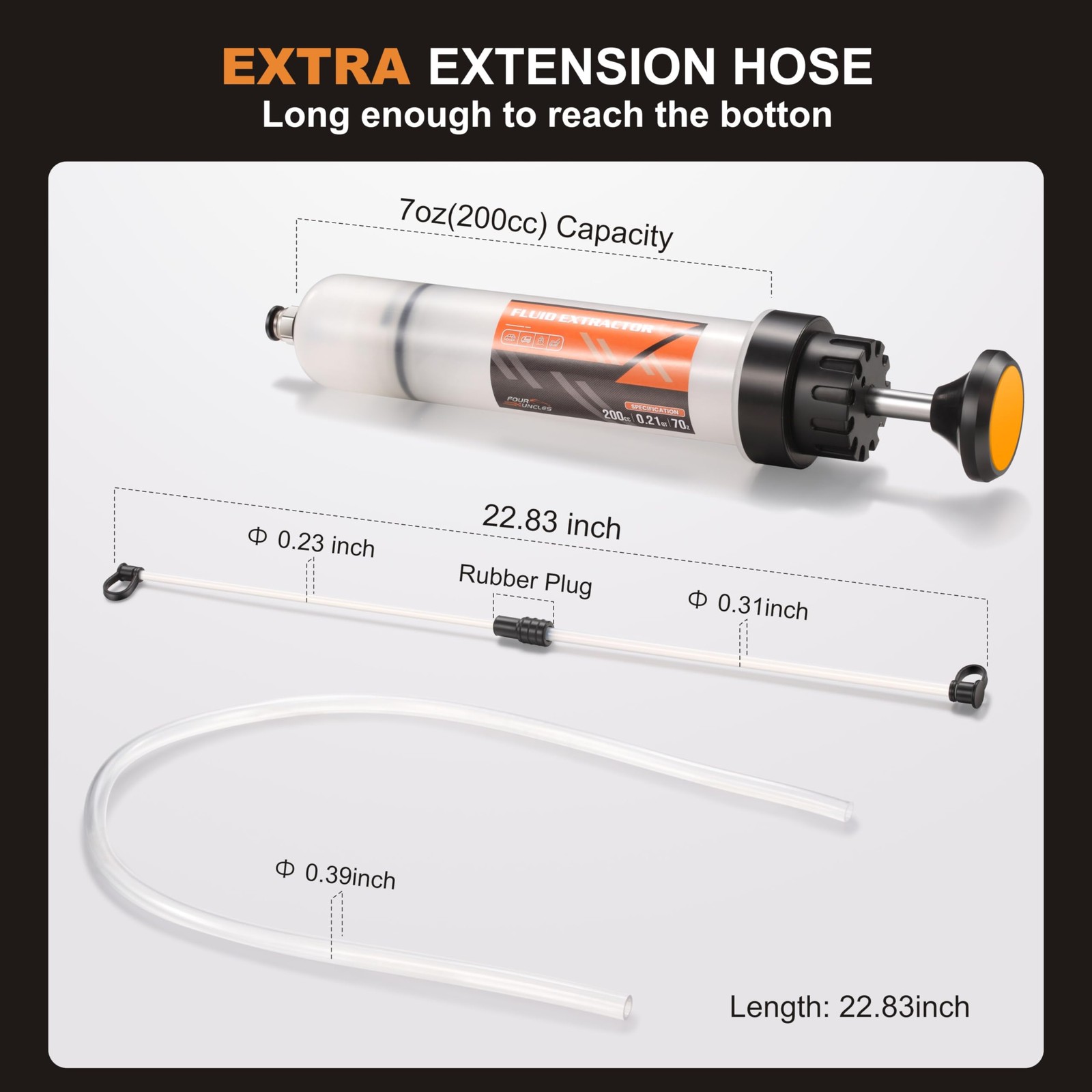 FOUR UNCLES 200cc Fluid Extractor Fill Pump for Automotive Use - Oil Syringe - Image 2