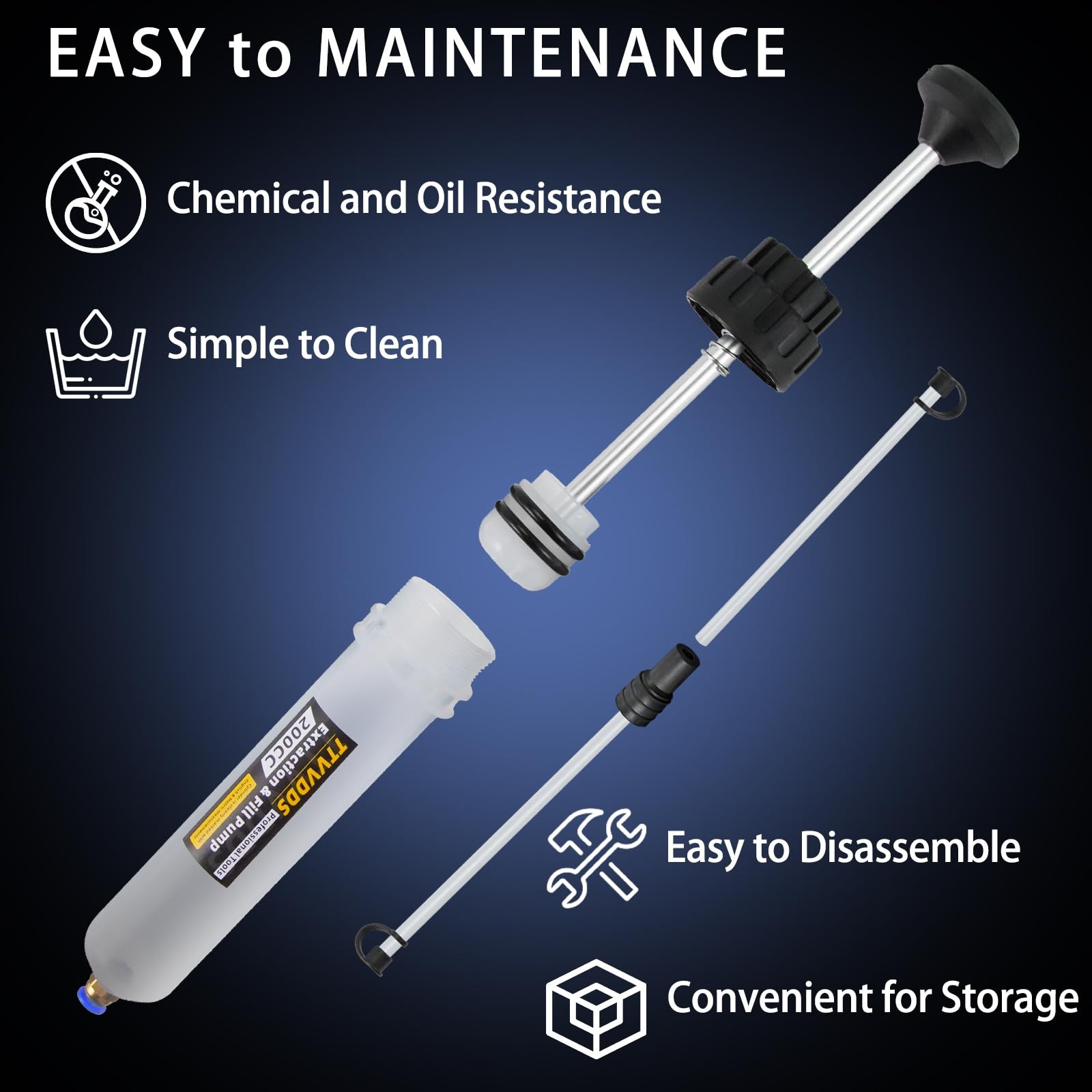 Automotive Fluid Extractor Pump Oil Extractor Pump with Hose, Sealed 200 cc - Image 3