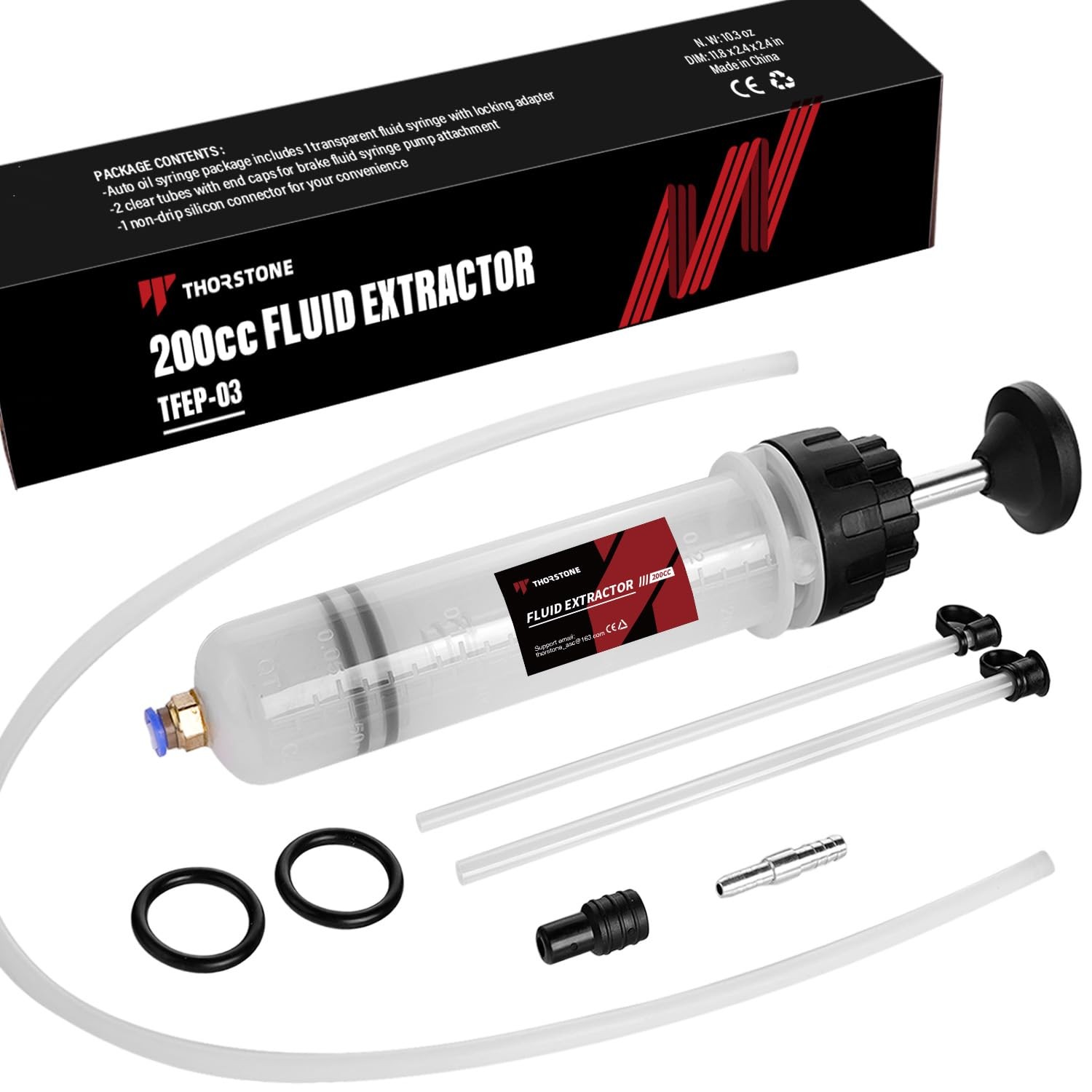Thorstone 200cc Automotive Fluid Extractor Pump, Manual Oil Change Syringe w...