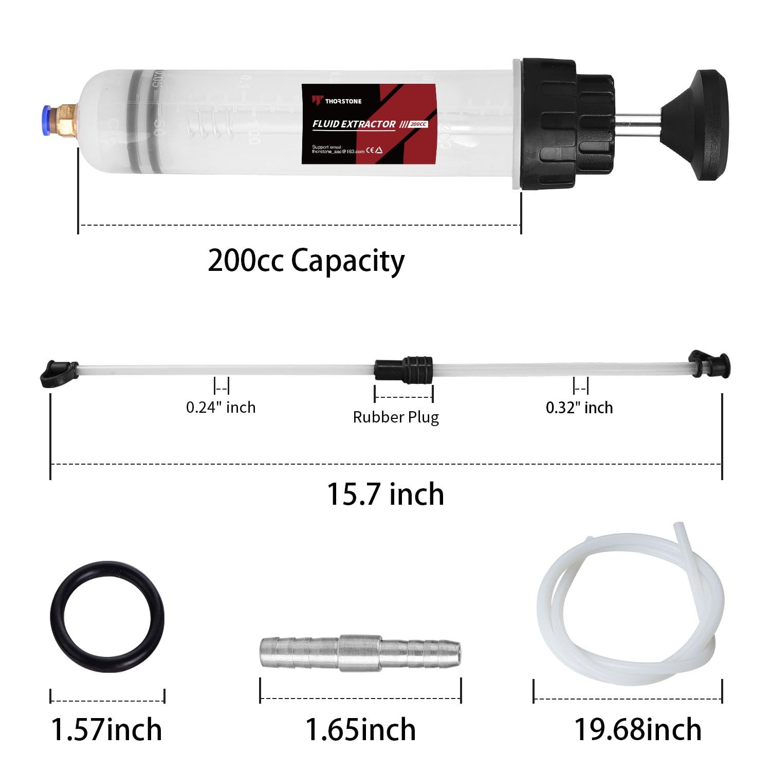 Thorstone 200cc Automotive Fluid Extractor Pump, Manual Oil Change Syringe w... - Image 2