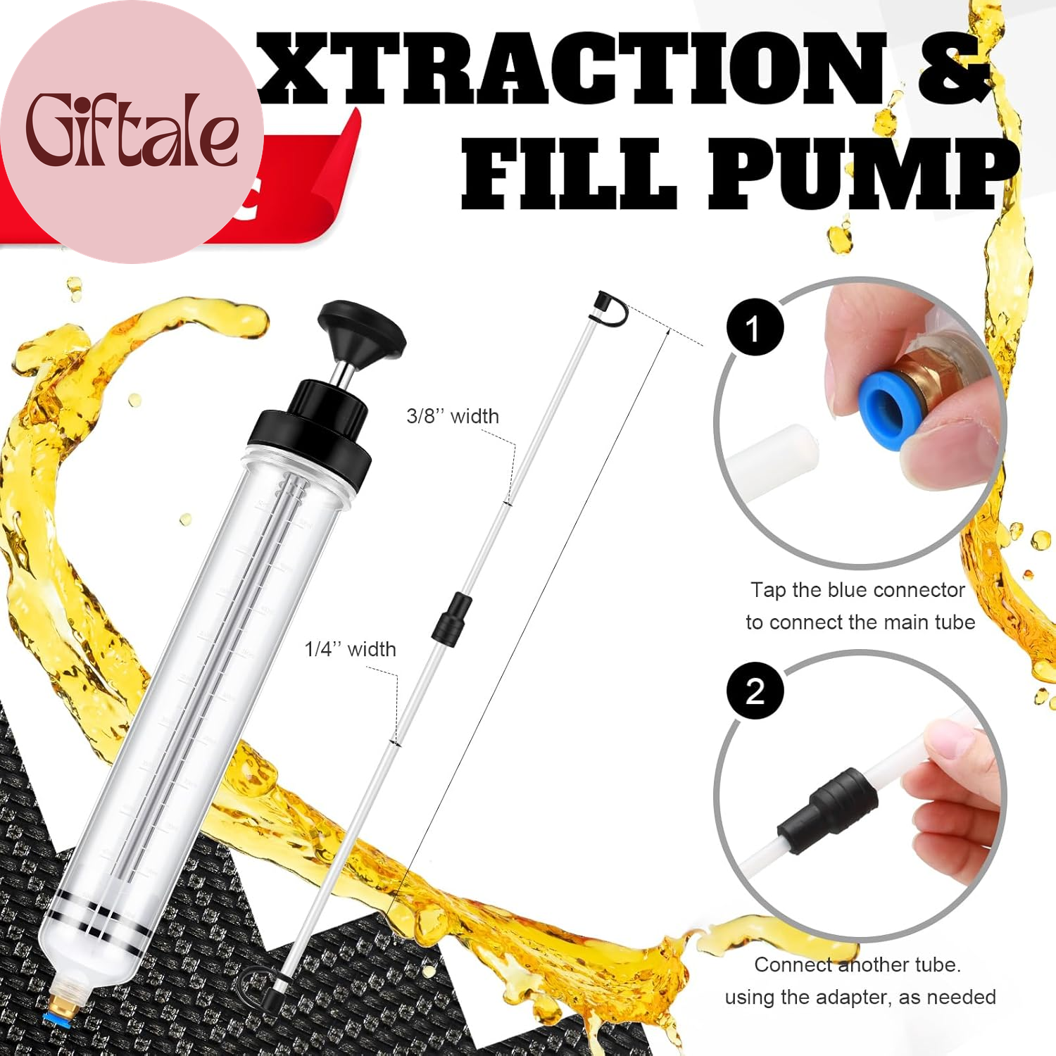 2 Pack 500Cc Automotive Fluid Extractor Pump Oil Extractor Hand Syringe Pump wit - Image 3