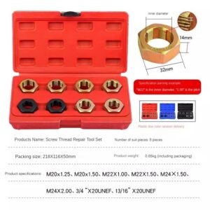 8-Piece Bolt Thread Repair Tool Automotive Drive Shaft Screw Thread Repair Tool